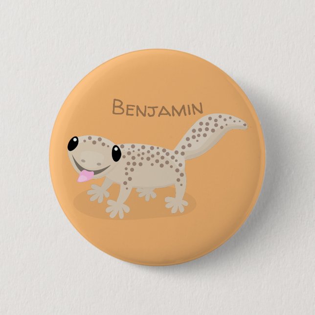 Badge Rond 5 Cm Illustration de gecko tan tan mignon (Devant)