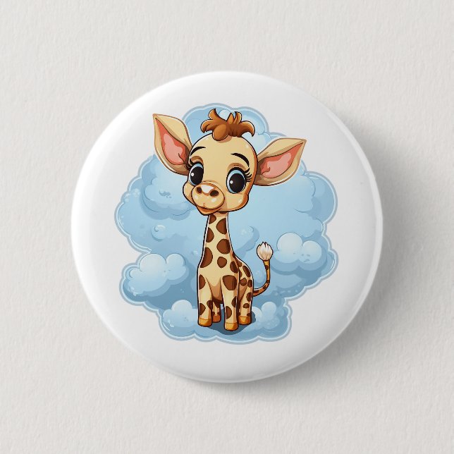 Badge Rond 5 Cm Illustration de girafe de dessin animé (Devant)