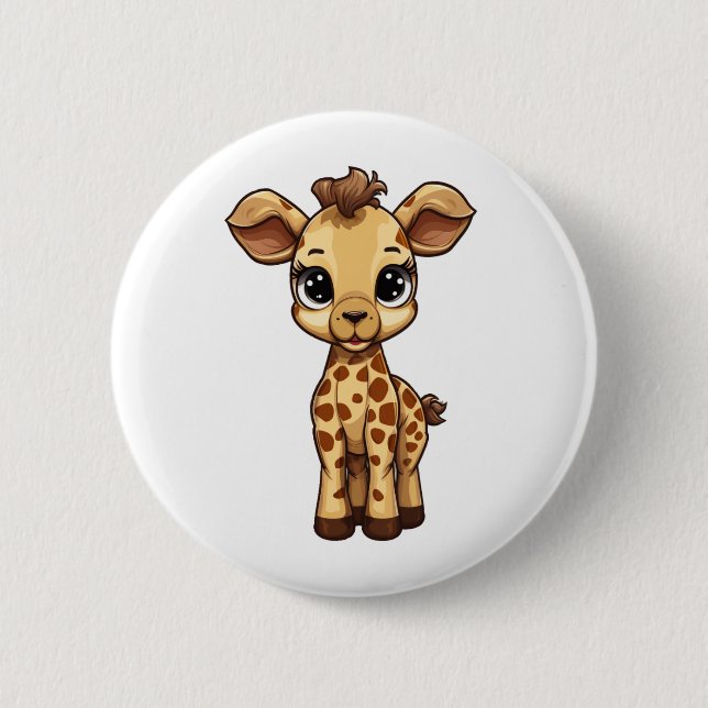Badge Rond 5 Cm Illustration de girafe de dessin animé (Devant)