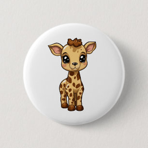 Badge Rond 5 Cm Illustration de girafe de dessin animé