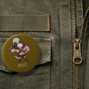 Badge Rond 5 Cm Illustration de guerrier gladiateur Axolotl avec u