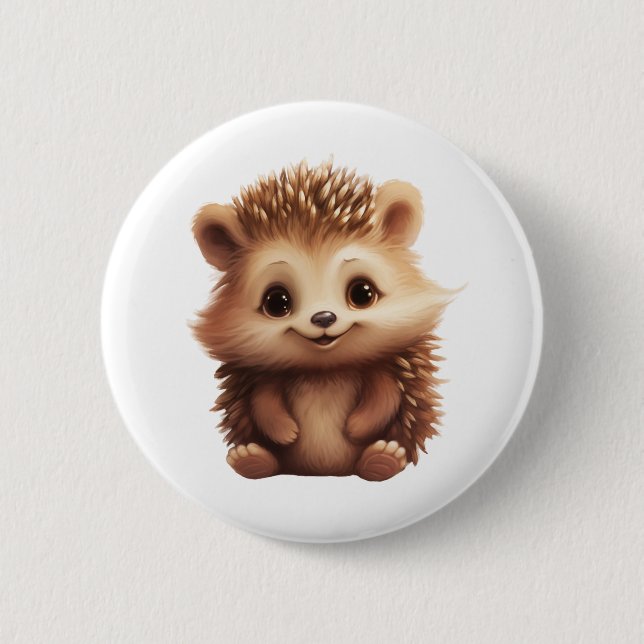 Badge Rond 5 Cm Illustration de hérisson de dessin (Devant)