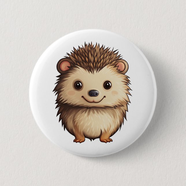 Badge Rond 5 Cm Illustration de hérisson de dessin (Devant)