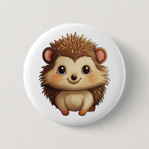 Badge Rond 5 Cm Illustration de hérisson de dessin
