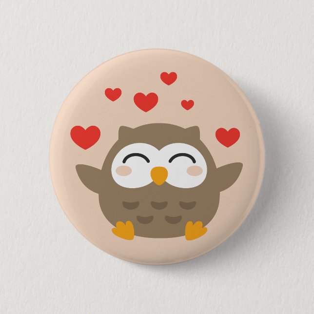 Badge Rond 5 Cm Illustration de I Owl You (Devant)
