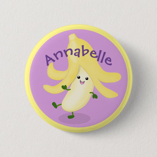 Badge Rond 5 Cm Illustration de la banane de Cute kawaii (Devant)