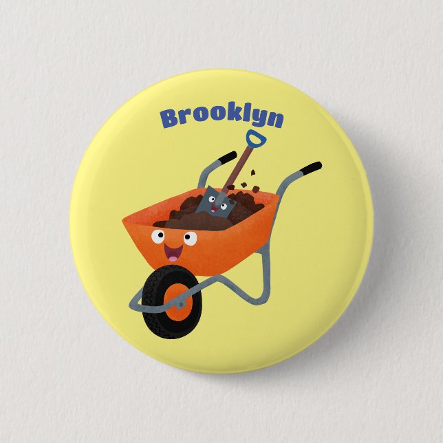 Badge Rond 5 Cm Illustration de la brouette en brouette orange trè (Devant)