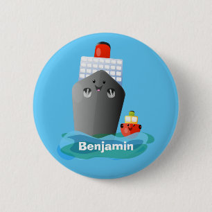 Badge Rond 5 Cm Illustration de la caricature de remorqueur de paq