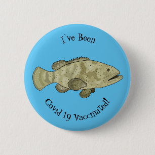 Badge Rond 5 Cm Illustration de la caricature du poisson de mérou