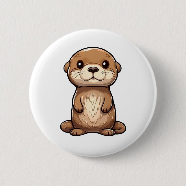 Badge Rond 5 Cm Illustration de la loutre de dessin (Devant)