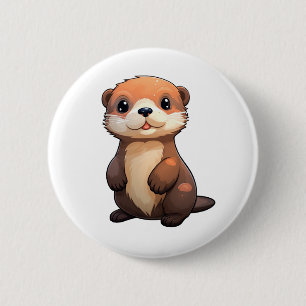 Badge Rond 5 Cm Illustration de la loutre de dessin