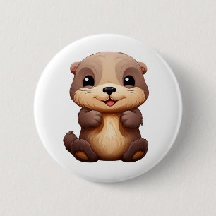 Badge Rond 5 Cm Illustration de la loutre de dessin