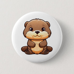 Badge Rond 5 Cm Illustration de la loutre de dessin