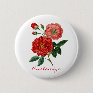 Badge Rond 5 Cm Illustration de la Rose rouge Vintage Thunder_Cove