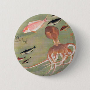 Badge Rond 5 Cm Illustration de la vie marine du poisson et de la