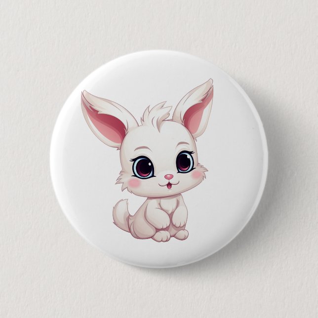 Badge Rond 5 Cm Illustration de lapin de dessin (Devant)