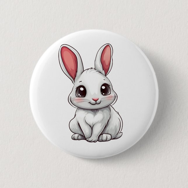 Badge Rond 5 Cm Illustration de lapin de dessin (Devant)