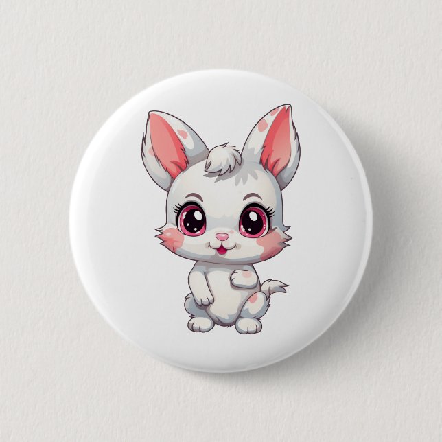 Badge Rond 5 Cm Illustration de lapin de dessin (Devant)