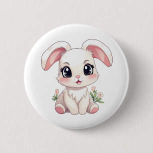 Badge Rond 5 Cm Illustration de lapin de dessin