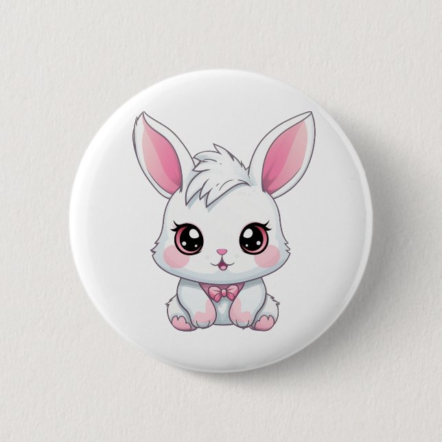 Badge Rond 5 Cm Illustration de lapin de dessin (Devant)