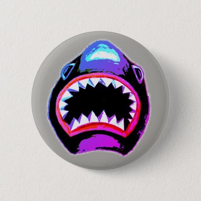 Badge Rond 5 Cm Illustration de l'aquarelle du requin (Devant)