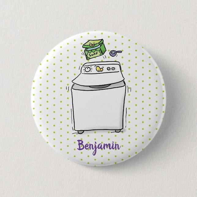 Badge Rond 5 Cm Illustration de lave-linge mignonne (Devant)