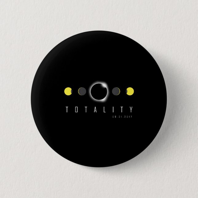Badge Rond 5 Cm Illustration de l'éclipse totale 2017 (Devant)