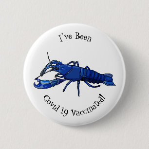 Badge Rond 5 Cm Illustration de l'écrevisse marron bleu