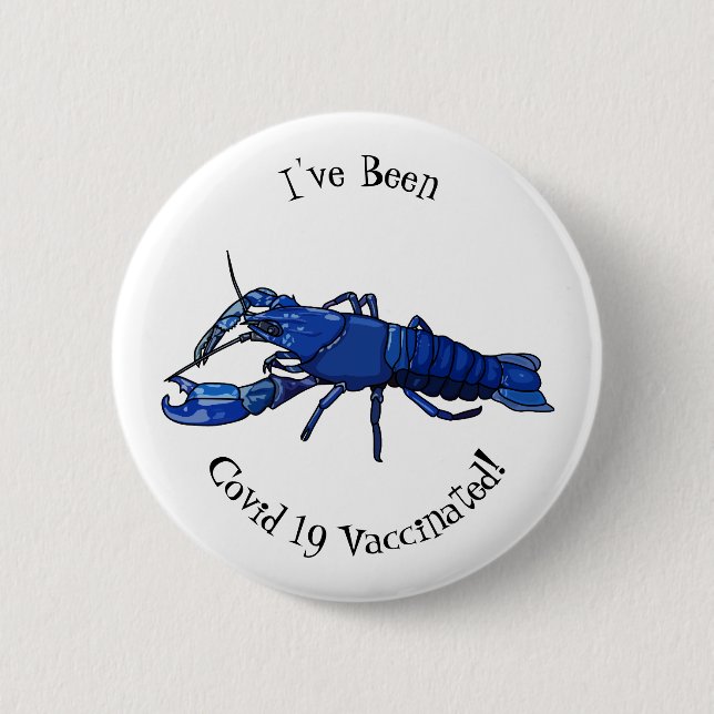 Badge Rond 5 Cm Illustration de l'écrevisse marron bleu (Devant)