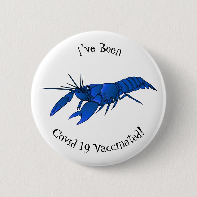 Badge Rond 5 Cm Illustration de l'écrevisse marron bleu (Devant)