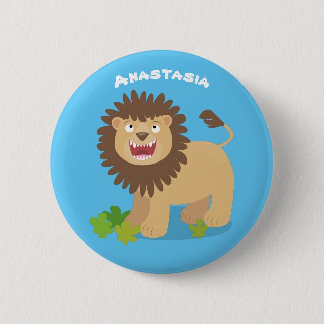 Badge Rond 5 Cm Illustration de l'effervescence de lions heureux (Devant)