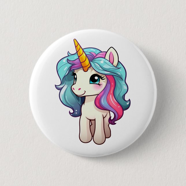 Badge Rond 5 Cm Illustration de licorne de dessin (Devant)