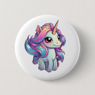 Badge Rond 5 Cm Illustration de licorne de dessin animé