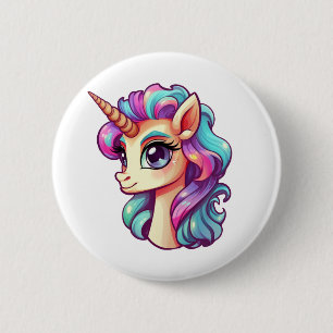 Badge Rond 5 Cm Illustration de licorne de dessin animé