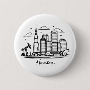 Badge Rond 5 Cm Illustration de ligne noire Houston