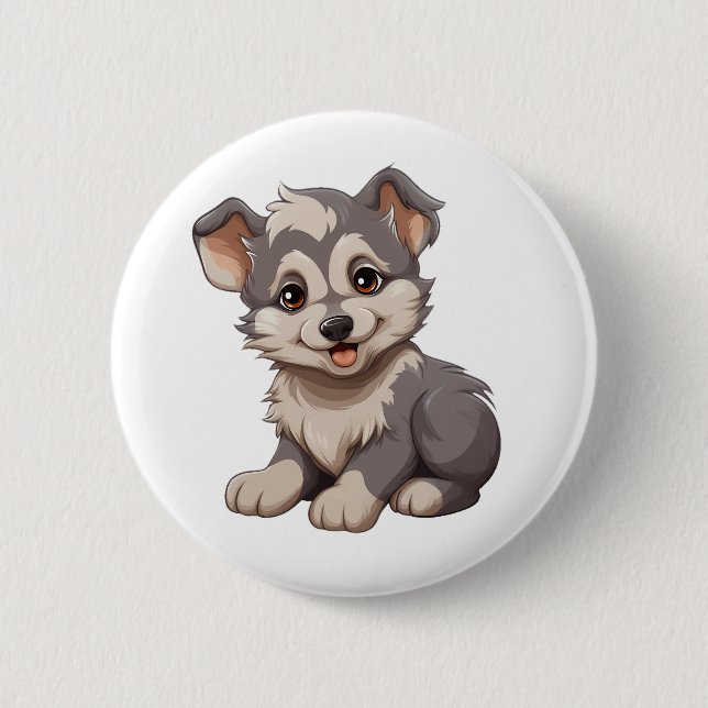 Badge Rond 5 Cm Illustration de loup de dessin (Devant)