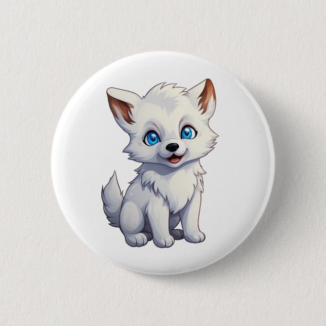 Badge Rond 5 Cm Illustration de loup de dessin (Devant)