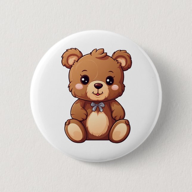 Badge Rond 5 Cm Illustration de l'ours de dessin (Devant)