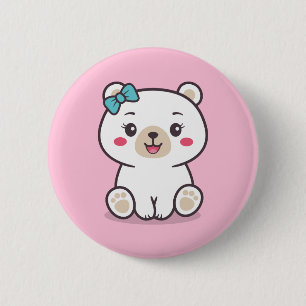 Badge Rond 5 Cm Illustration de l'ours en peluche