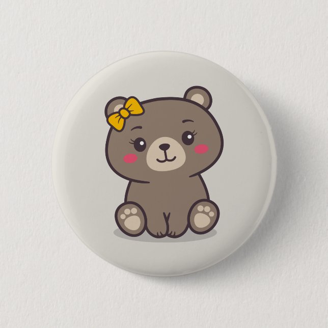 Badge Rond 5 Cm Illustration de l'ours en peluche (Devant)