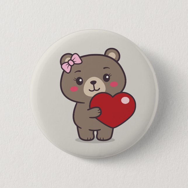 Badge Rond 5 Cm Illustration de l'ours en peluche (Devant)