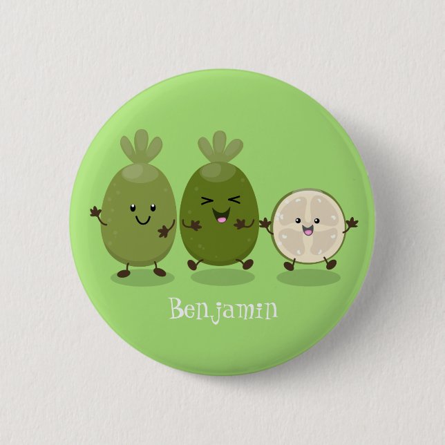 Badge Rond 5 Cm Illustration de mignonne guava feijoa (Devant)