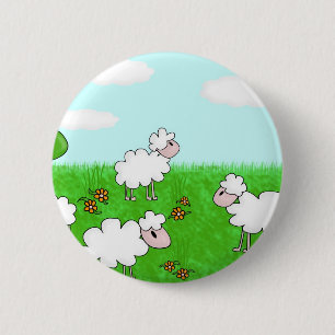 Badge Rond 5 Cm Illustration de moutons mignons pour enfants