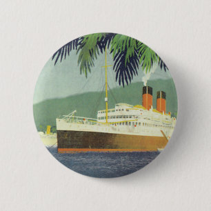 Badge Rond 5 Cm Illustration de navire de croisière vintage