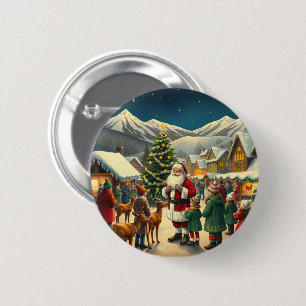 Badge Rond 5 Cm Illustration de Noël Vintage