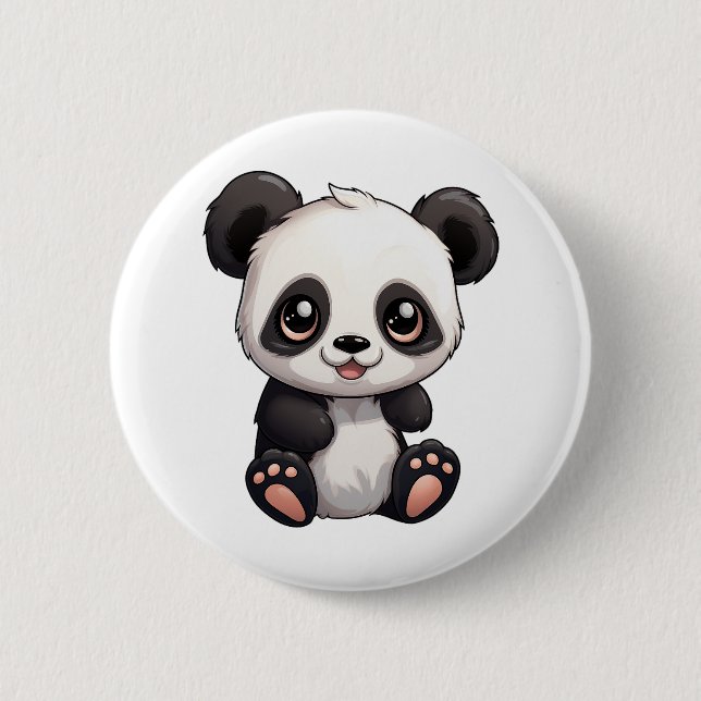 Badge Rond 5 Cm Illustration de panda de dessin animé (Devant)