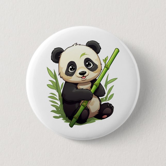Badge Rond 5 Cm Illustration de panda de dessin animé (Devant)