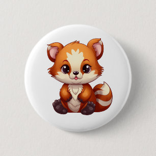 Badge Rond 5 Cm Illustration de panda rouge caricature