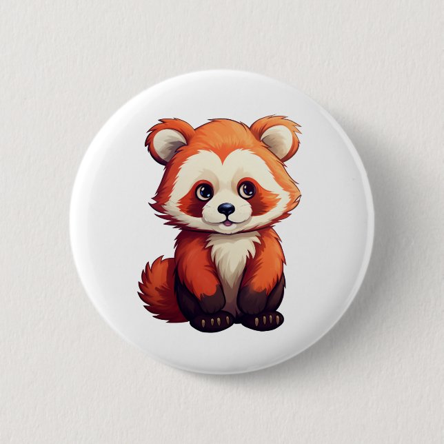 Badge Rond 5 Cm Illustration de panda roux de dessin animé (Devant)