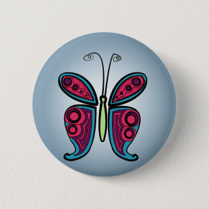 Badge Rond 5 Cm Illustration de papillon bleu